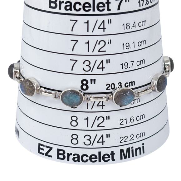 Vintage Sterling Silver 925 Labradorite Tennis Bracelet 7.5", 8", 8.5" - Picture 4 of 6